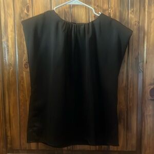 Satin black top sleeveless dress top !